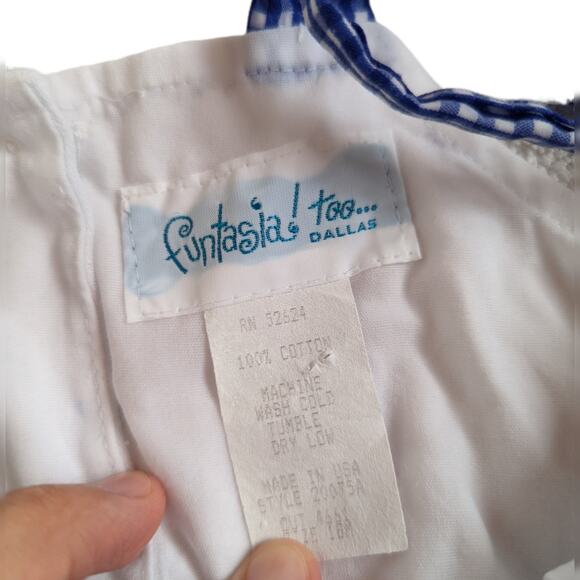 Funtasia Too Bubble Romper Girls Sz 18m Blue Gingham Watermelon Summer Boutique - Picture 4 of 4